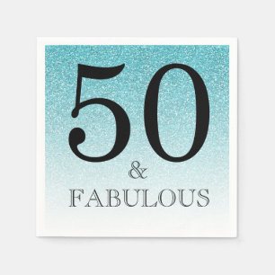 Blue Glitzer Ombre 50 und fabulous 50. Geburtstag Serviette