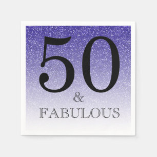Blue Glitzer Ombre 50 und fabulous 50. Geburtstag Serviette