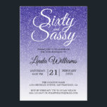 Blue Glitzer Ombre 60 und Sassy 60. Geburtstag Einladung<br><div class="desc">Mit diesem modernen 60. Geburtstagsdesign auf königlich blauer Glitzer-Omermusik, einem schicken 60. Geburtstagsgeschenk, das Sie einfach persönlich gestalten und für Ihre 60. Geburtstagsfeier aussenden können, feiern Sie 60. Die Worte sechzig und sassy sind Set mit modernen Skripten. Wenn Sie Hilfe oder passende Produkte benötigen, kontaktieren Sie uns bitte über unseren...</div>