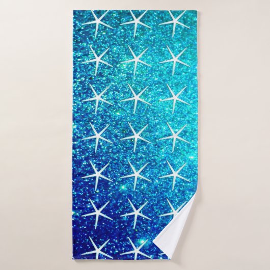Blue Glitzer Ombre Aquamarin Sparkle Starfish Must Badehandtuch (Badehandtuch)