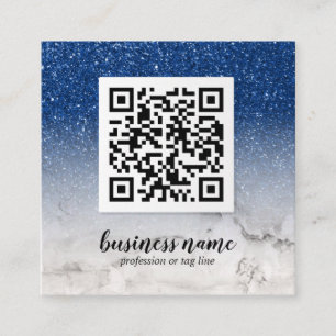 Blue Glitzer Ombre Cursive QR CODE Sozialsymbol Quadratische Visitenkarte
