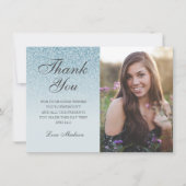 Blue Glitzer ombre Foto vielen Dank Sweet 16 Dankeskarte (Vorderseite)