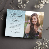 Blue Glitzer ombre Foto vielen Dank Sweet 16 Dankeskarte