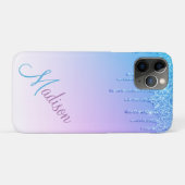 Blue Glitzer Ombré Glam Glitzern Name Case-Mate iPhone Hülle (Rückseite (Horizontal))