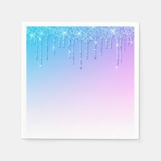 Blue Glitzer Ombré Glam Glitzern Party Serviette (Vorderseite)