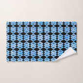 Blue Glitzer Overlap Diamond Pattern Badhandtuch Set (Handtuch)