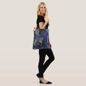 Blue Glitzer Palm Blätter Glam Wave Personalisiert Tasche (Am Model)