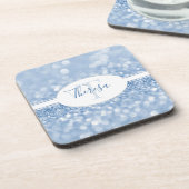 Blue Glitzer personalisieren Plastik-Untersetzer Getränkeuntersetzer (Linke Seite)