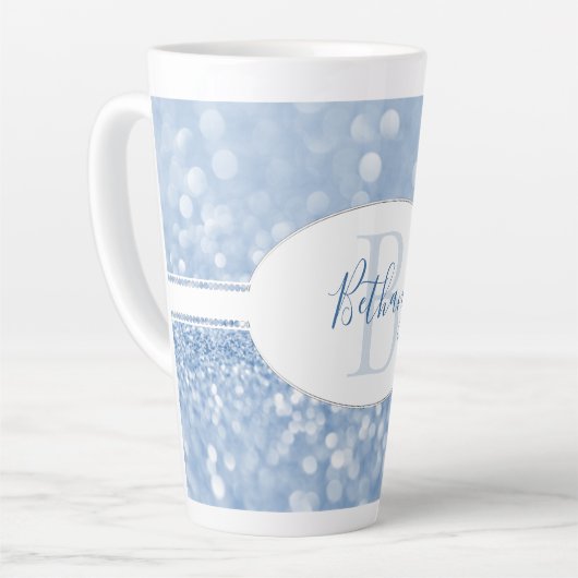 Blue Glitzer Personalisieren Sie die aktuelle Tass Milchtasse (Linke Ecke)