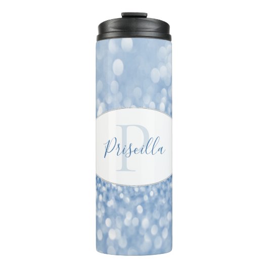 Blue Glitzer personalisieren Thermal Tumbler Thermosbecher (Vorderseite)
