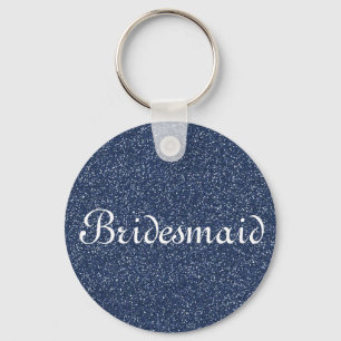 Blue Glitzer Personalisiert Bridesmaid Schlüsselanhänger