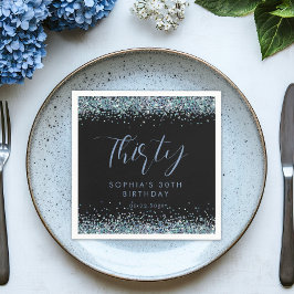 Blue Glitzer Personalisiert Geburtstagsparty Serviette