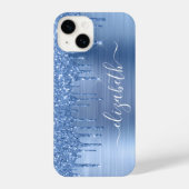 Blue Glitzer Personalisiert iPhone Hülle (Rückseite)