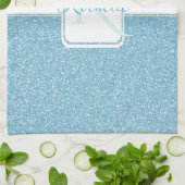 Blue Glitzer Personalisiert Küche Handtuch (Gefaltet)