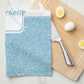 Blue Glitzer Personalisiert Küche Handtuch (Viertel Falte)