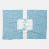 Blue Glitzer Personalisiert Küche Handtuch (Horizontal)