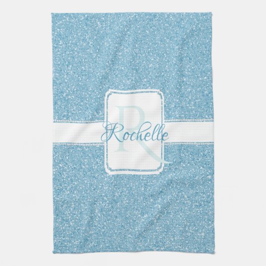 Blue Glitzer Personalisiert Küche Handtuch (Vertikal)