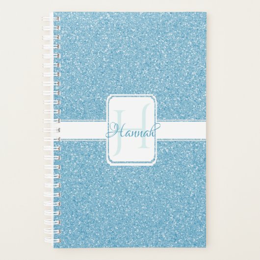 Blue Glitzer Personalisiert Planner Planer (Vorderseite)