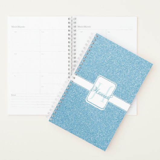Blue Glitzer Personalisiert Planner Planer (Anzeige)
