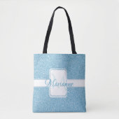 Blue Glitzer Personalisiert Tote Bag Tasche (Vorderseite)