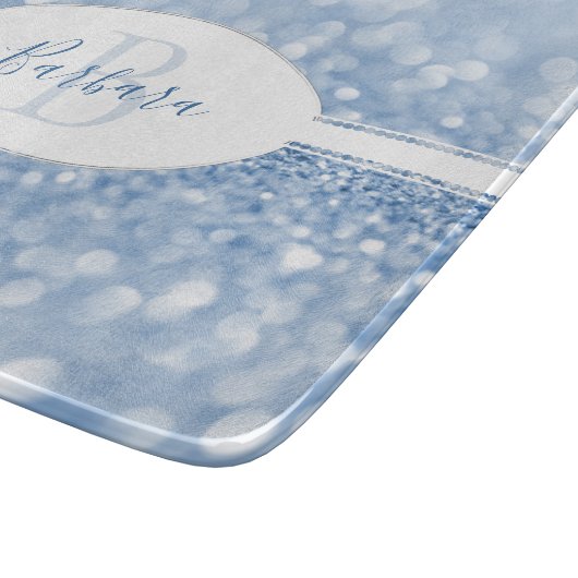 Blue Glitzer Personalization Cutting Board Schneidebrett (Ecke)
