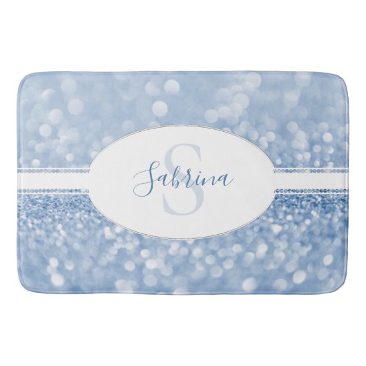 Blue Glitzer Personalize Bath Mat Badematte (Vorderseite)