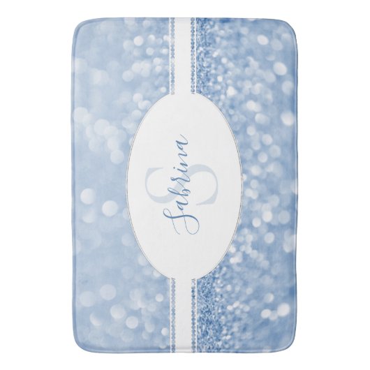 Blue Glitzer Personalize Bath Mat Badematte (Vorderseite Vertikal)