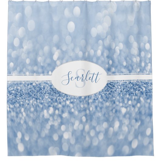 Blue Glitzer Personalize Duschvorhang (Vorderseite)