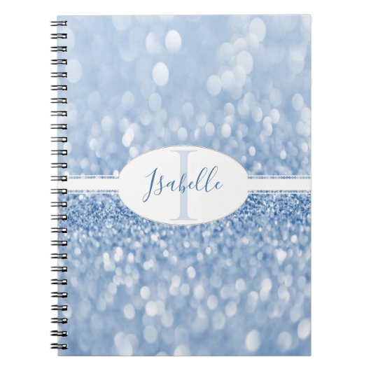 Blue Glitzer Personalize Notebook Notizblock (Vorderseite)