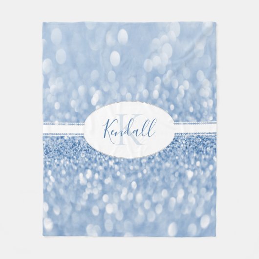 Blue Glitzer Personalize Throw Blanket Fleecedecke (Vorderseite)