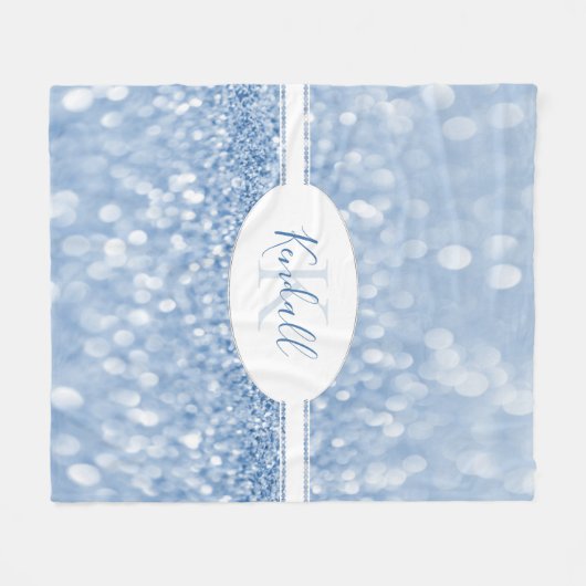 Blue Glitzer Personalize Throw Blanket Fleecedecke (Vorderseite (Horizontal))