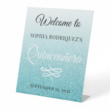 Blue Glitzer Quinceañera 15. Geburtstag Willkommen