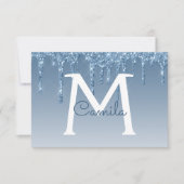 Blue Glitzer Quinceanera Save the Date Einladung (Vorderseite)