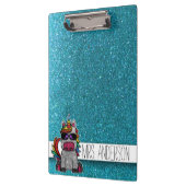 Blue Glitzer Rainbow Unicorers Lehrer im Klassenzi Klemmbrett (Links)