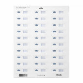 Blue Glitzer Royal Crown Prince Address Labels (Vorne)