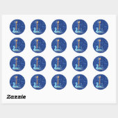 Blue Glitzer Runder Aufkleber (Blatt)