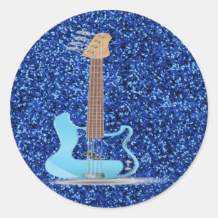 Blue Glitzer Runder Aufkleber