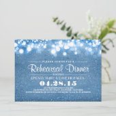Blue Glitzer & Saitenlichter Probe Dinner Einladung (Stehend Vorderseite)