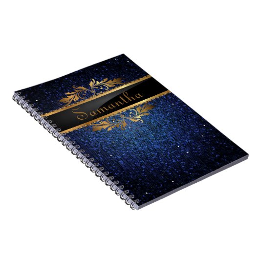 Blue Glitzer Sequin Disco Glitz Spiral Notebook Notizblock (Rechte Seite)