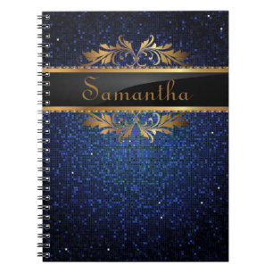 Blue Glitzer Sequin Disco Glitz Spiral Notebook Notizblock