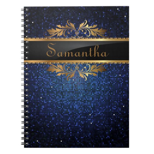 Blue Glitzer Sequin Disco Glitz Spiral Notebook Notizblock (Vorderseite)
