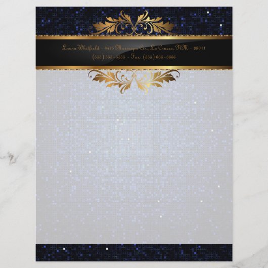 Blue Glitzer Sequin Disco Letterhead Stockwerk Briefkopf (Vorderseite)