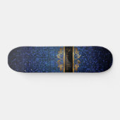 Blue Glitzer Sequin Disco Old School Skateboard (Horizontal)
