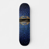 Blue Glitzer Sequin Disco Old School Skateboard (Vorne)