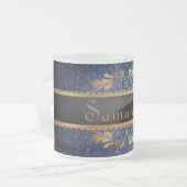 Blue Glitzer Sequin Mattiert Glass Kaffee Tasse Cu (Vorderseite Links)