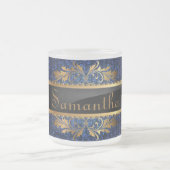 Blue Glitzer Sequin Mattiert Glass Kaffee Tasse Cu (Mittel)