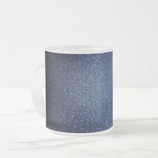 Blue Glitzer Sequin Mattiert Glass Kaffee Tasse Cu (Vorderseite Links)
