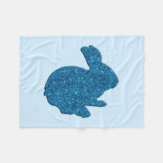Blue Glitzer Silhouette Bunny Fleece Blanket (Vorderseite (Horizontal))