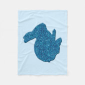 Blue Glitzer Silhouette Bunny Fleece Blanket (Vorderseite)