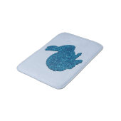 Blue Glitzer Silhouette Bunny Rabbit Bath Mat Badematte (Schrägansicht)